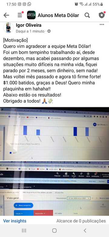 Curso Meta Dolar depoimento e resultados prints de alunos