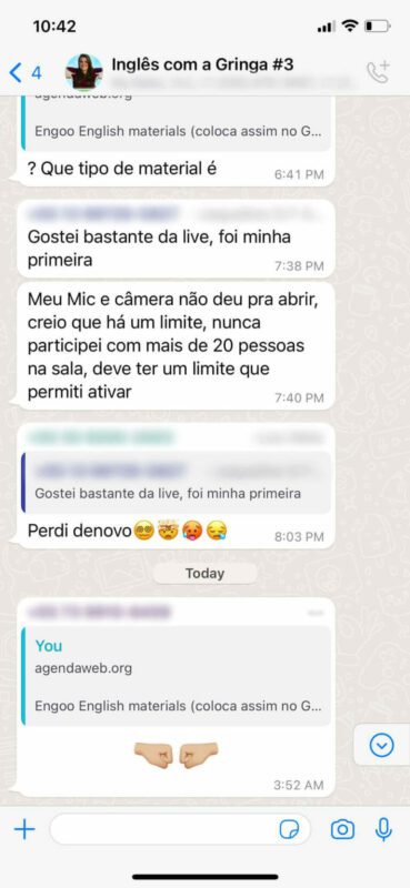 Inglês com a Gringa depoimento e resultados prints de alunos