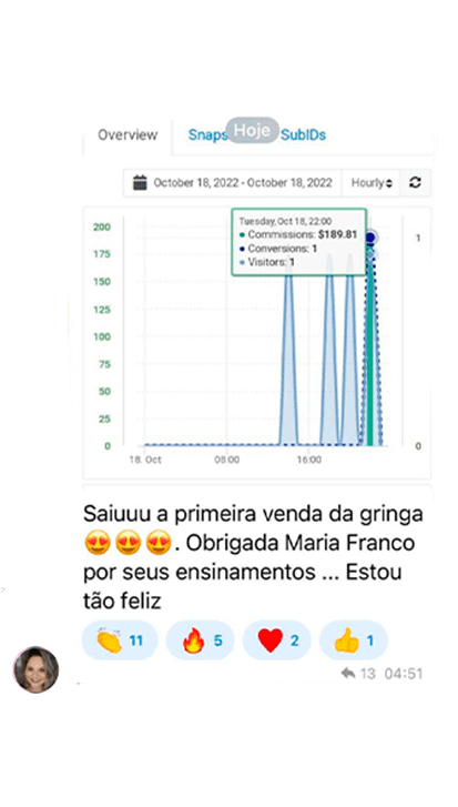 Jornada Afiliado Pro depoimento e resultados prints de alunos