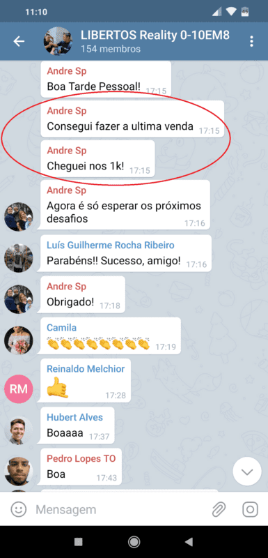 Negócio de 4 Rendas depoimento e resultados prints de alunos