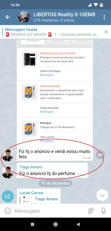 Negócio de 4 Rendas depoimento e resultados prints de alunos
