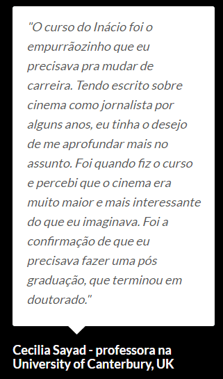 Programa História do Cinema do Inácio Araújo depoimento e resultados prints de alunos