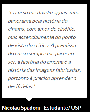 Programa História do Cinema do Inácio Araújo depoimento e resultados prints de alunos