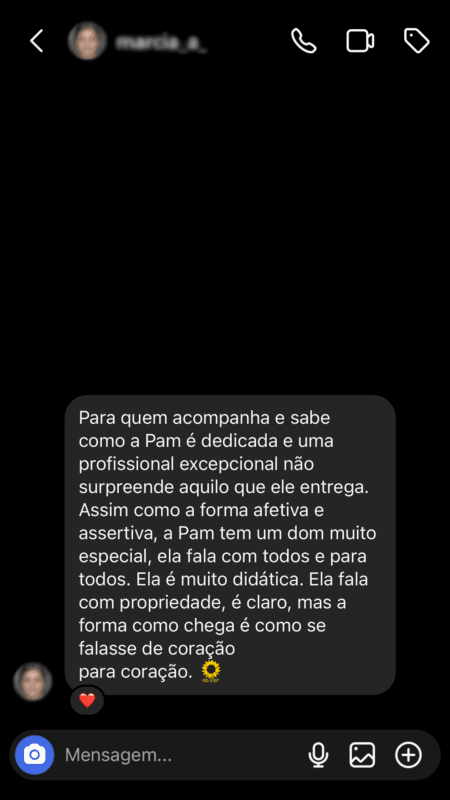 Curso Ame Amar - A Cura das Relações depoimento e resultados prints de alunos