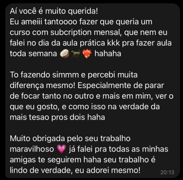 Curso Destravando o Quadril e Sentando com Prazer depoimento e resultados prints de alunos