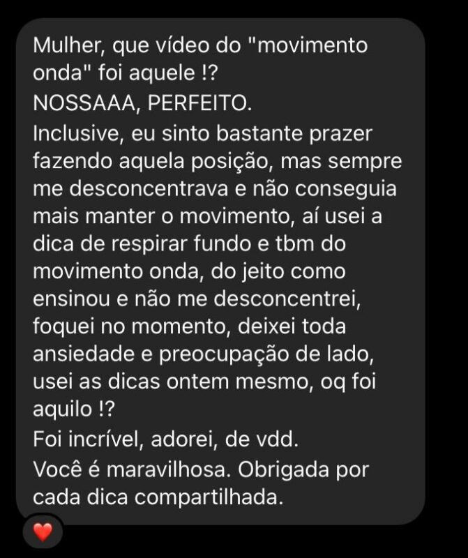 Curso Destravando o Quadril e Sentando com Prazer depoimento e resultados prints de alunos