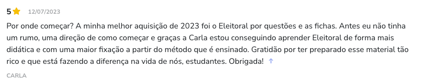 Curso Eleitoral por Questões depoimento e resultados prints de alunos