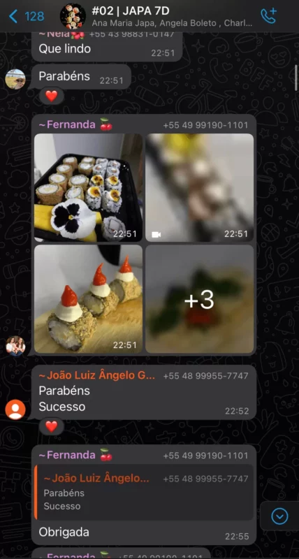 Curso Japa 7D - Aprenda Culinária Japonesa depoimento e resultados prints de alunos