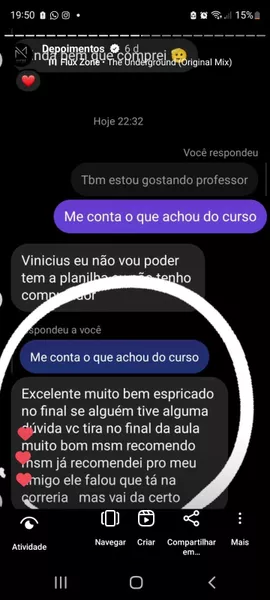 Curso Mestre em 2 tempos depoimento e resultados prints de alunos