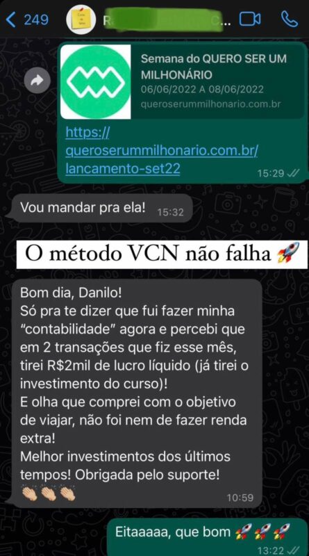 Curso Viaje Como Nunca depoimento e resultados prints de alunos