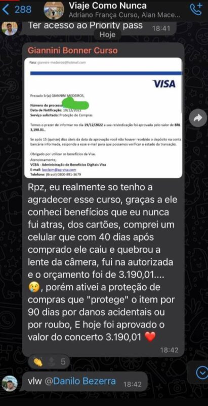 Curso Viaje Como Nunca depoimento e resultados prints de alunos