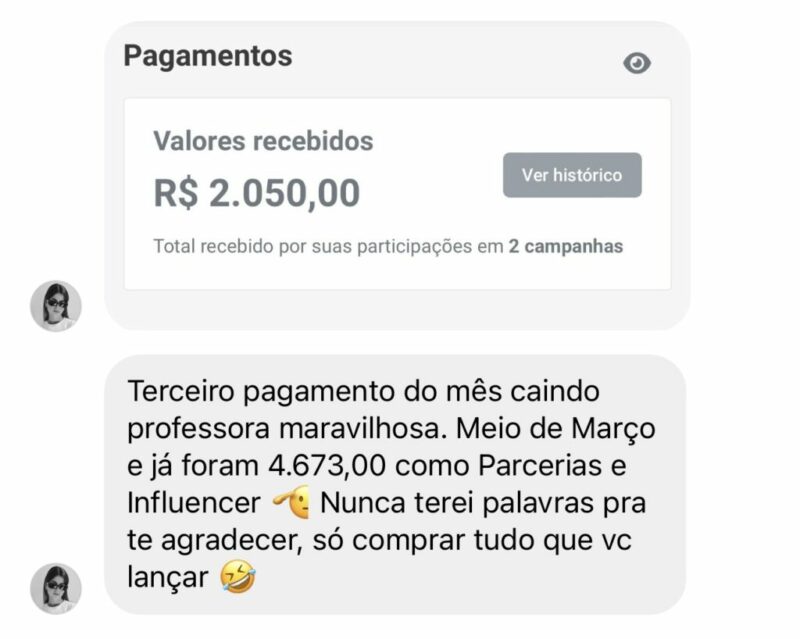 Do Zero ao Pro da Rafaela Chagas depoimento e resultados prints de alunos