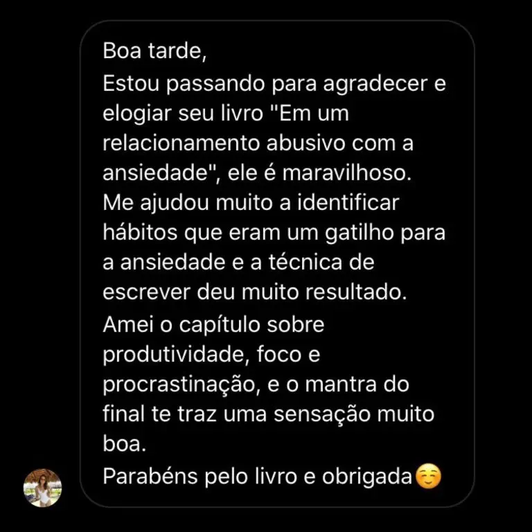 Livro Em um relacionamento abusivo com a ansiedade depoimento e resultados prints de alunos