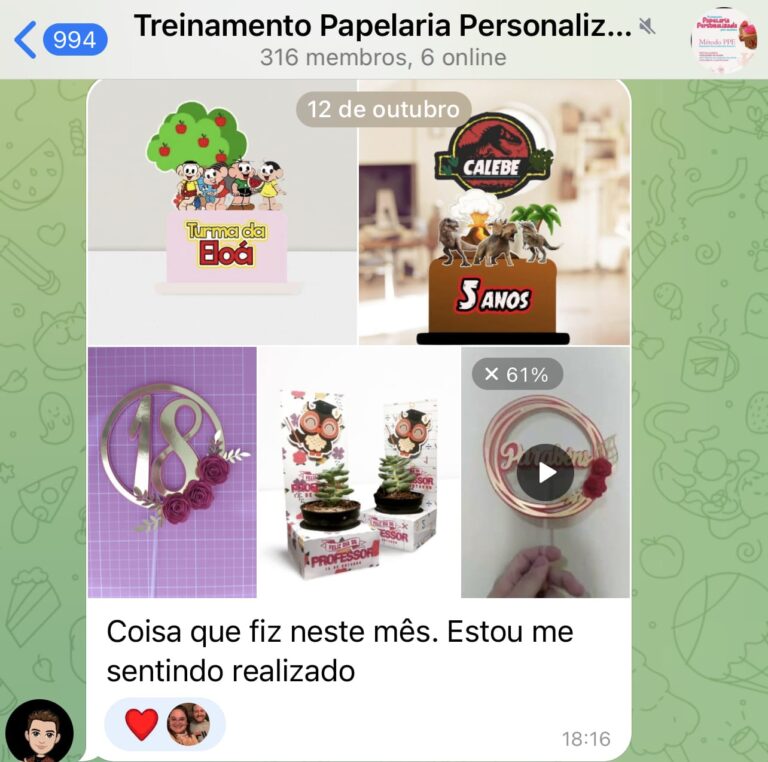 Método Papelaria Personalizada Express depoimento e resultados prints de alunos