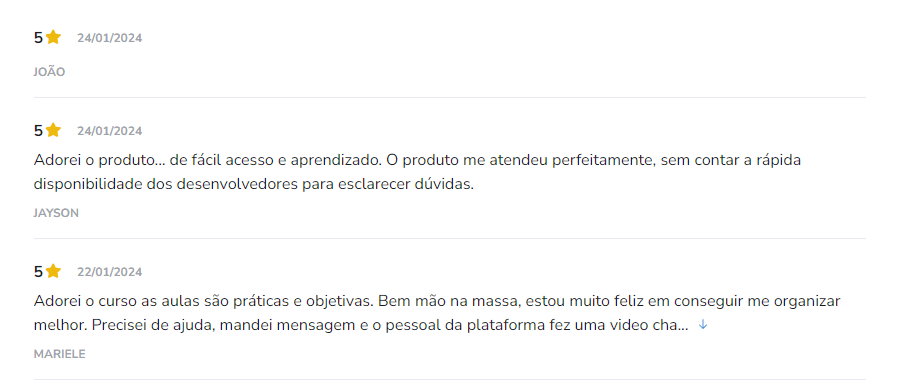 Meu Planner Financeiro depoimento e resultados prints de alunos