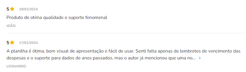 Meu Planner Financeiro depoimento e resultados prints de alunos