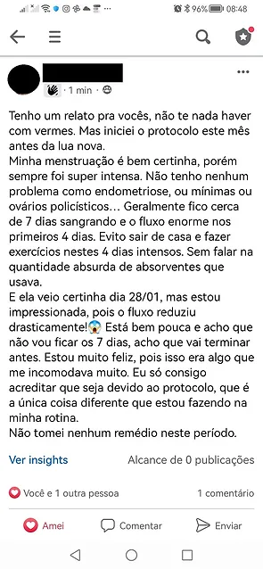 Protocolo de Desparasitação Natural depoimento e resultados prints de alunos