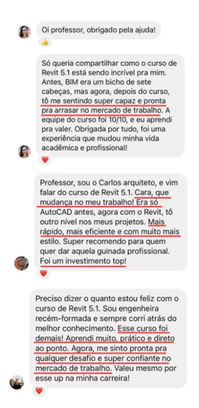 Revit Para Engenheiros 5.1 depoimento e resultados prints de alunos
