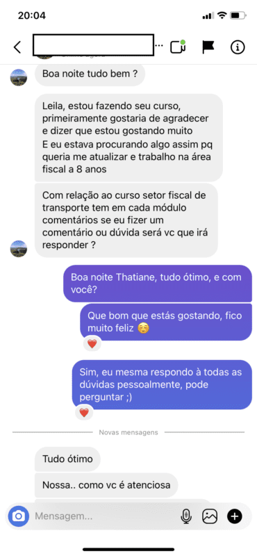 Curso Setor Fiscal para Transportadoras de Cargas depoimento e resultados prints de alunos