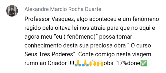 Curso Seus Três Poderes depoimento e resultados prints de alunos