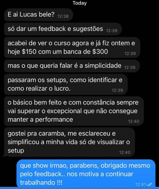 Comunidade Satoshi depoimento e resultados prints de alunos