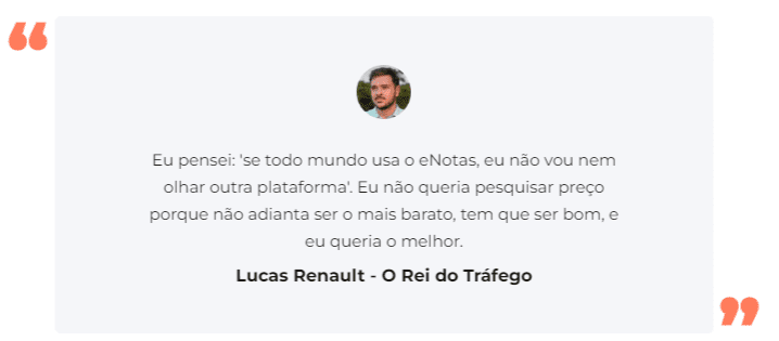 eNotas depoimento e resultados prints de alunos