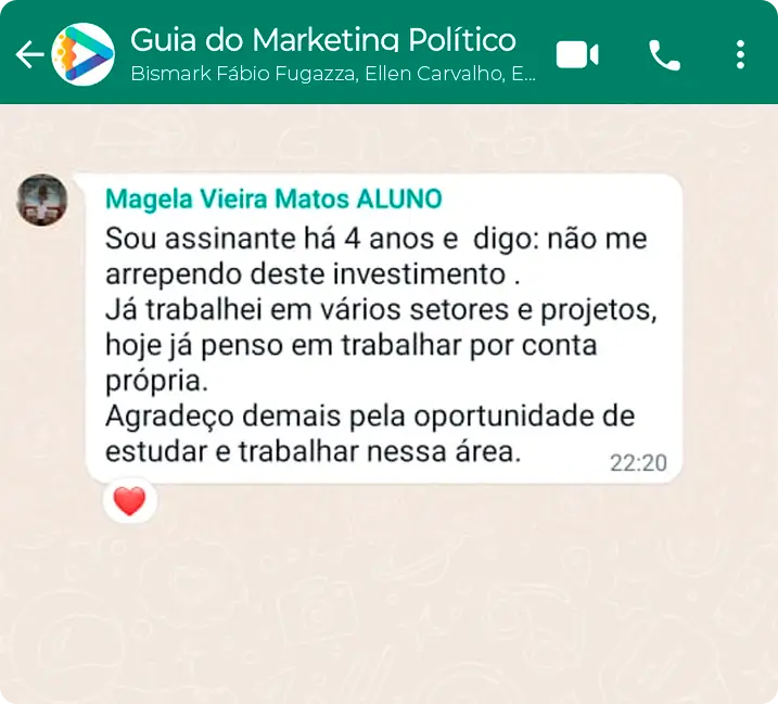 Guia do Marketing Político depoimento e resultados prints de alunos