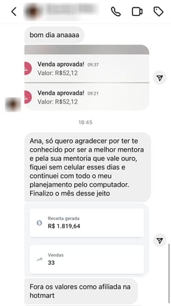 Mecanismo de Vendas Automáticas depoimento e resultados prints de alunos