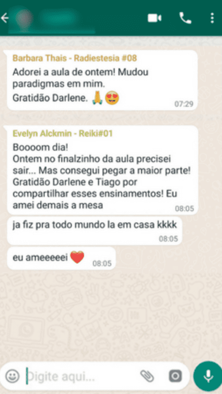 Mentoria Mesa de Harmonização de Vidas Passadas depoimento e resultados prints de alunos