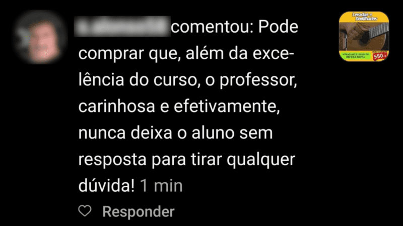 Curso Levadas e Dedilhados depoimento e resultados prints de alunos