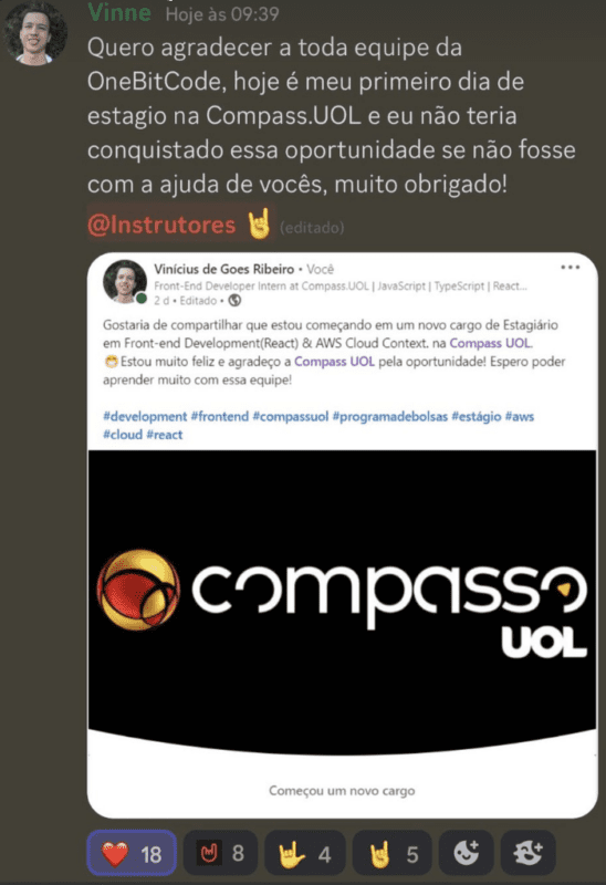Onebitcode Pro depoimento e resultados prints de alunos