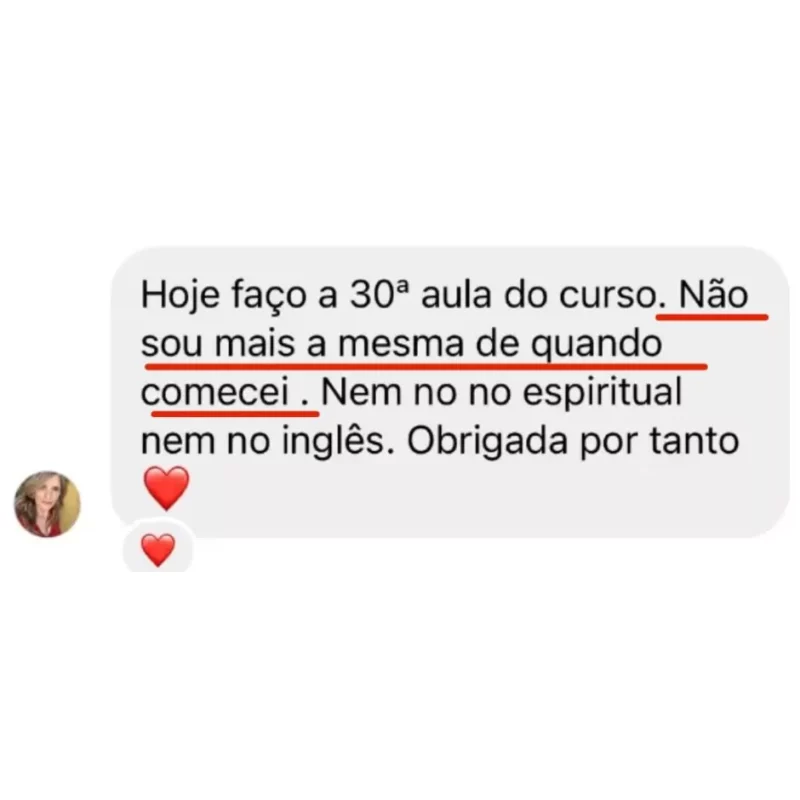 Curso Inglês com a Bíblia e Louvores depoimento e resultados prints de alunos