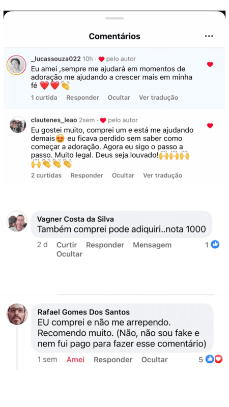 Guia para Adoração ao Santíssimo depoimento e resultados prints de alunos