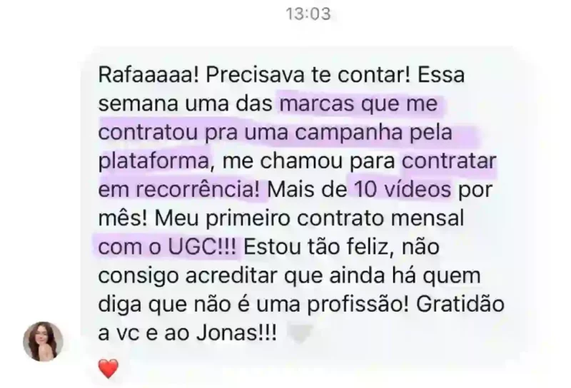 Formação Profissão do Futuro da Rafaela Chagas depoimento e resultados prints de alunos