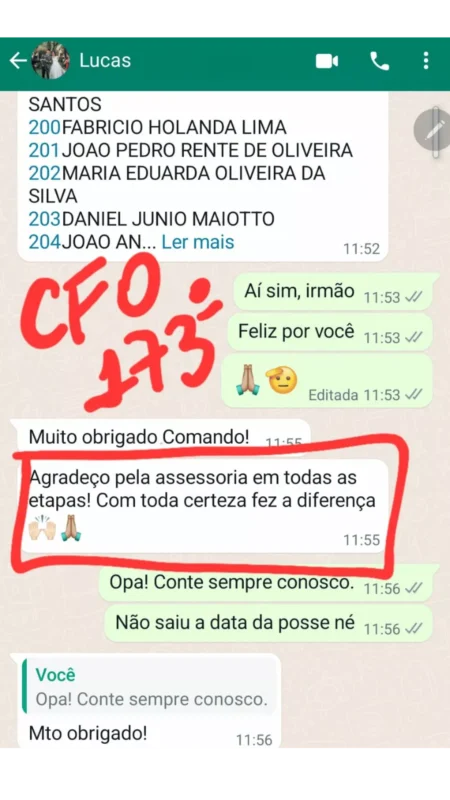 Extensivo Foco Barro Branco depoimento e resultados prints de alunos