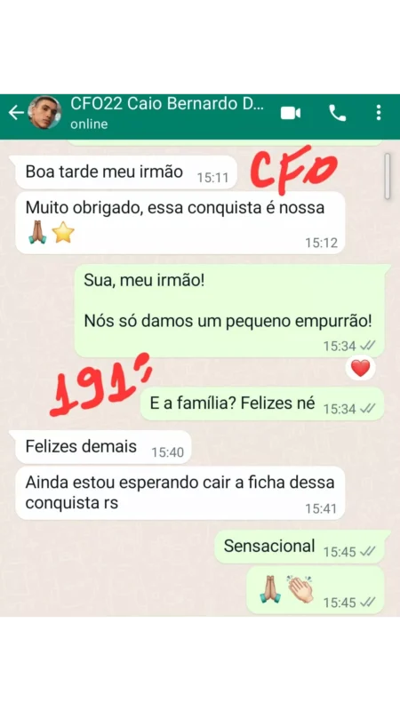 Extensivo Foco Barro Branco depoimento e resultados prints de alunos