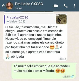 Método Meu Cão Sob Controle depoimento e resultados prints de alunos