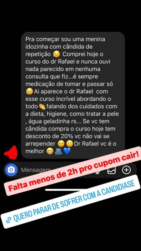 Domesticando a candidíase de vez depoimento e resultados prints de alunos