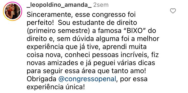 Congresso Brasileiro de Direito Penal depoimento e resultados prints de alunos