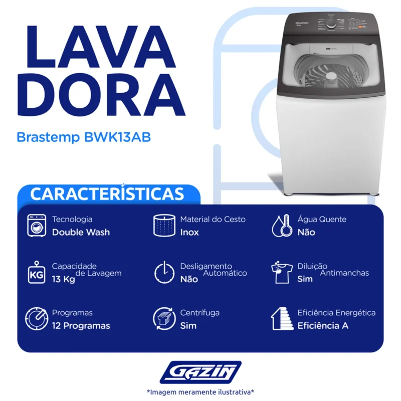 Máquina de Lavar Brastemp BWK13AB 13kg Comprar e Confiar na Amazon