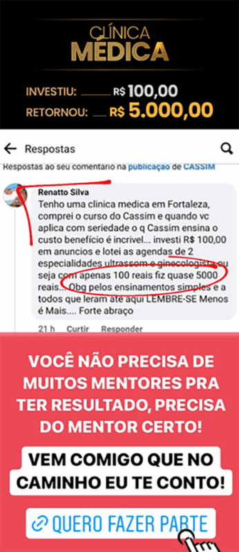 Método Mais Clientes depoimento e resultados prints de alunos