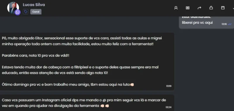 Ratoeira Ads depoimento e resultados prints de alunos