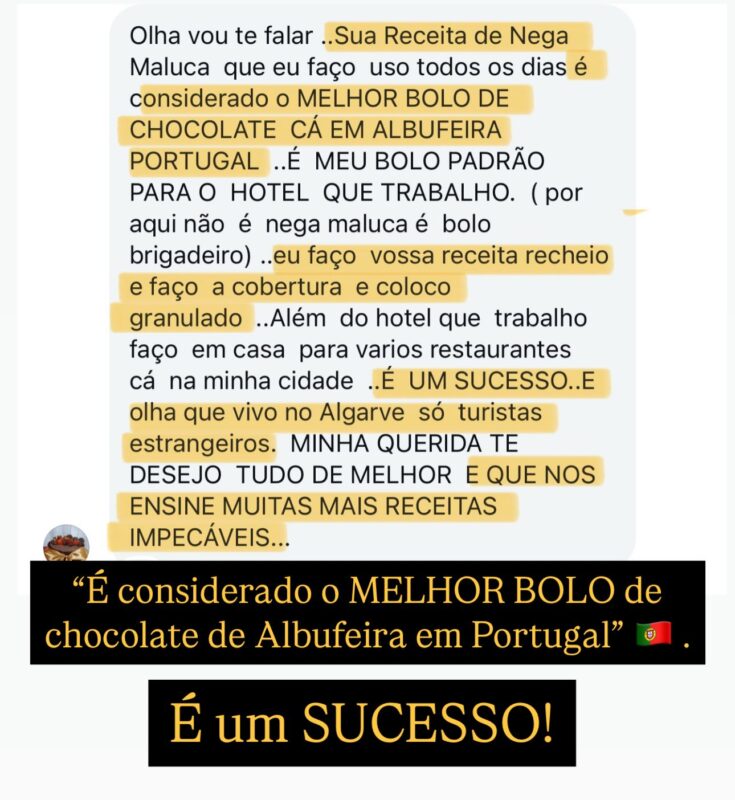A Nova Era Slice Cake depoimento e resultados prints de alunos