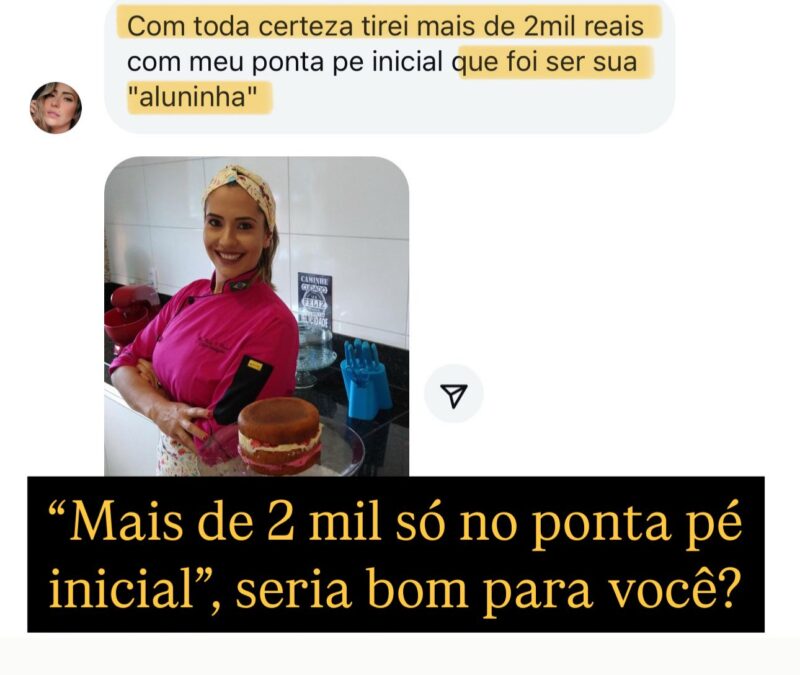 A Nova Era Slice Cake depoimento e resultados prints de alunos