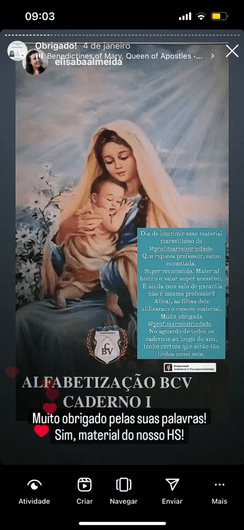 Apostila de Alfabetização BCV  depoimento e resultados prints de alunos
