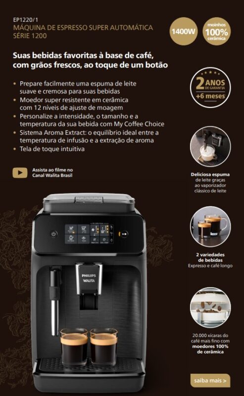 Cafeteira Philips Walita Serie 1200 EP1220 comprar com promoção e cupom