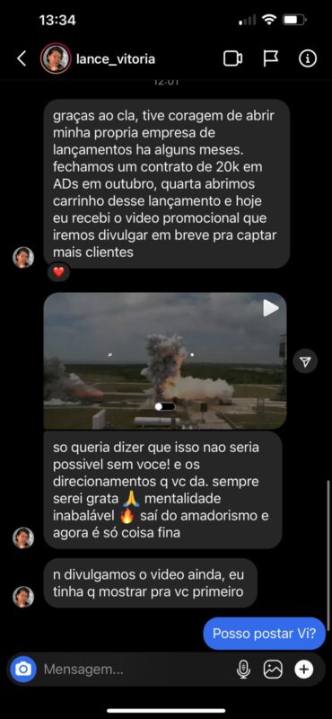 Clã Be More depoimento e resultados prints de alunos