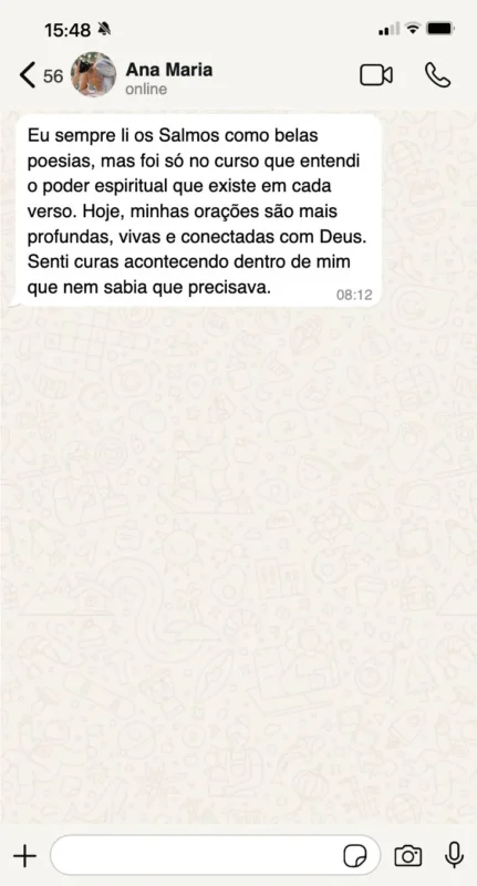 Curso O Poder dos Salmos: A Alma das Escrituras depoimento e resultados prints de alunos
