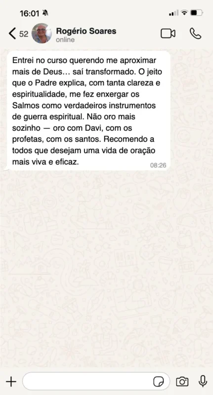 Curso O Poder dos Salmos: A Alma das Escrituras depoimento e resultados prints de alunos