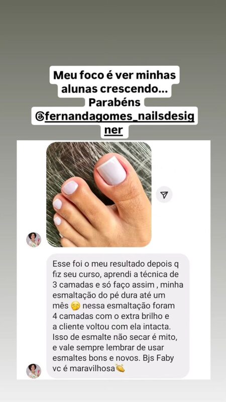 Curso Pedicure Sem Segredos depoimento e resultados prints de alunos